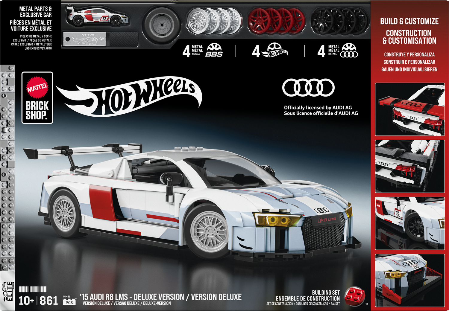 JNM81-Mattel Brick Shop™ Hot Wheels® '15 Audi R8 LMS Deluxe Version
